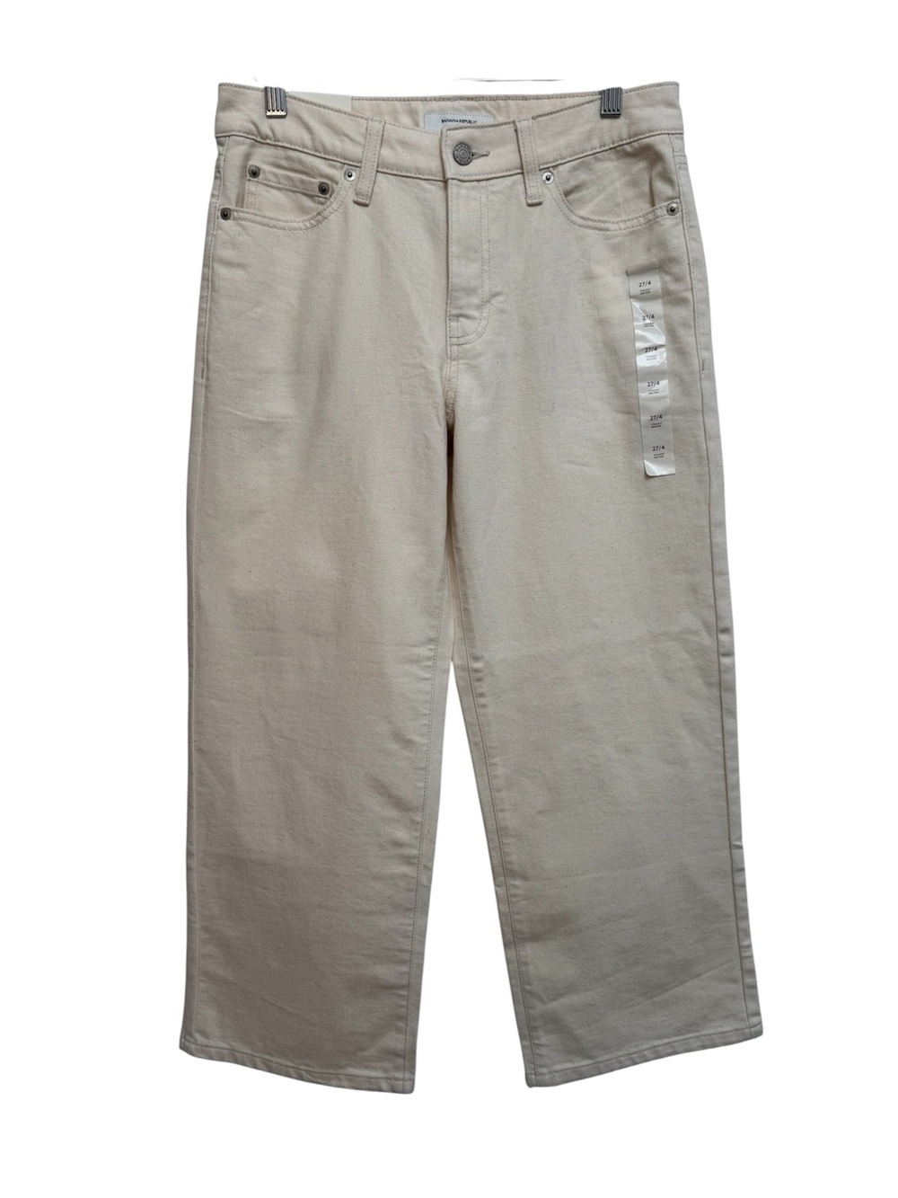 Banana Republic Factory Straight Leg Mid Rise Cropped Jeans Women’s 27 4 Ecru